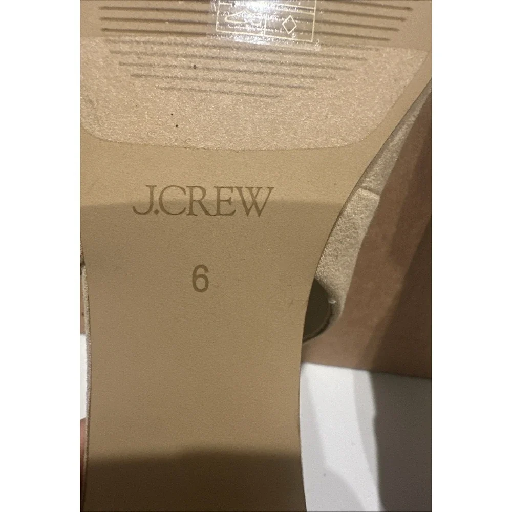 J.CREW Women Size 6 Faux-Suede Buckle Slingback Flats Light Khaki Pull On CR265